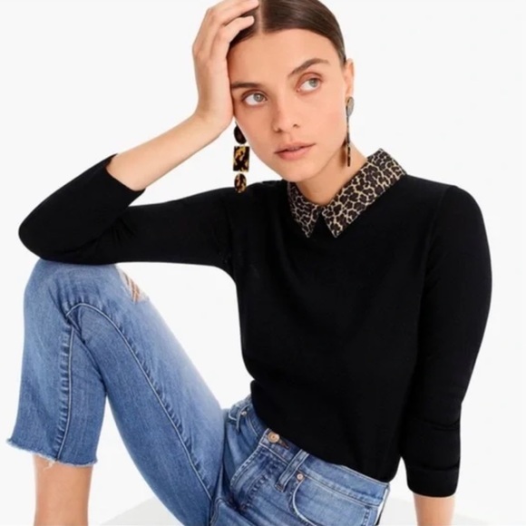J. Crew Sweaters - J.Crew Tippi Sweater with Leopard Collar